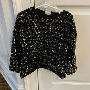 Zara Black Sequence Size 7 Cotton Sweater